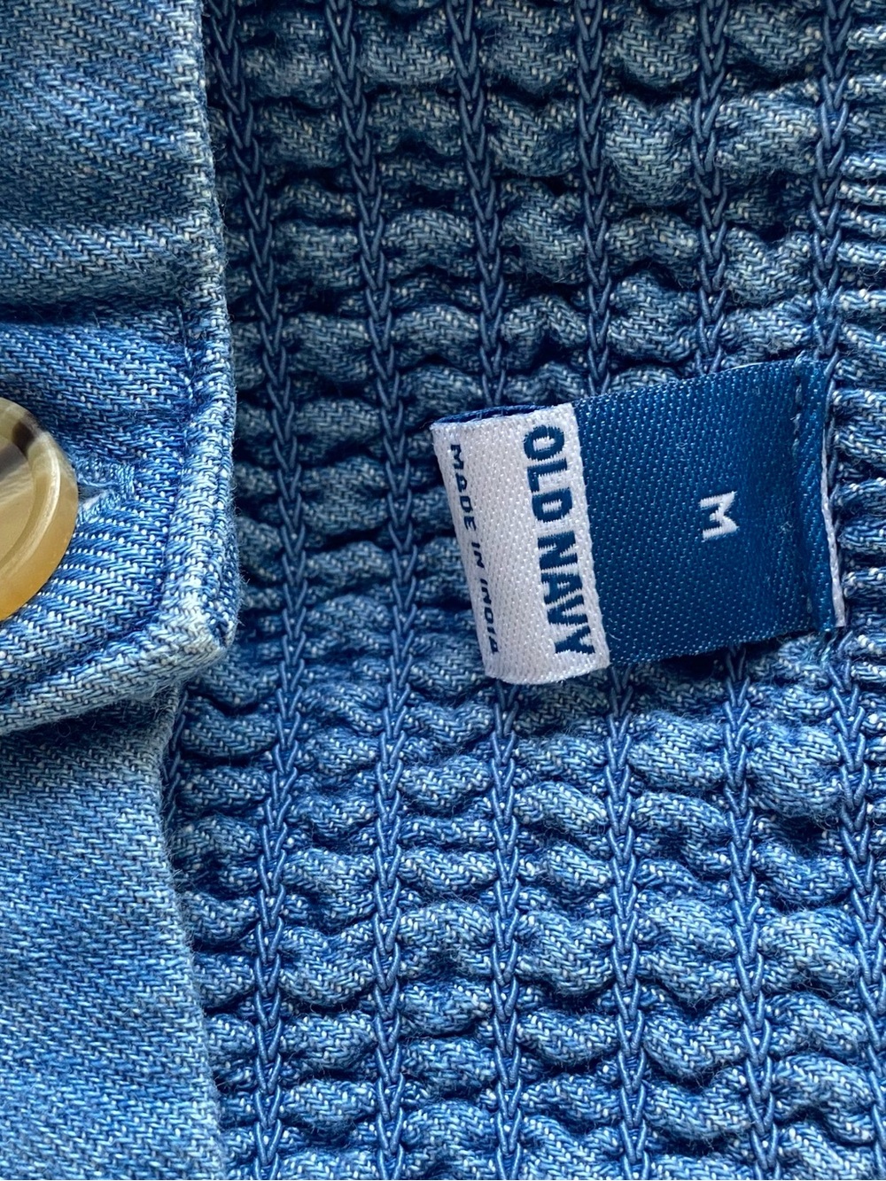 Old Navy Denim Button Front Dress Puff Sleeve Cottagecore Mini M - Picture 7 of 8